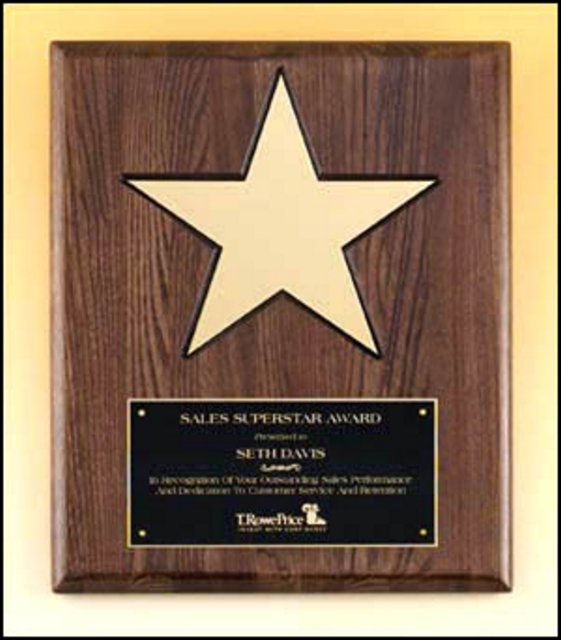 Gold Star on Walnut Plaque (12"x15")
